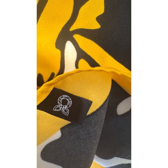 2/$30 Vibrant Bright & Beautiful Floral Gold Black White Flower Printed Scarf - Picture 8 of 9